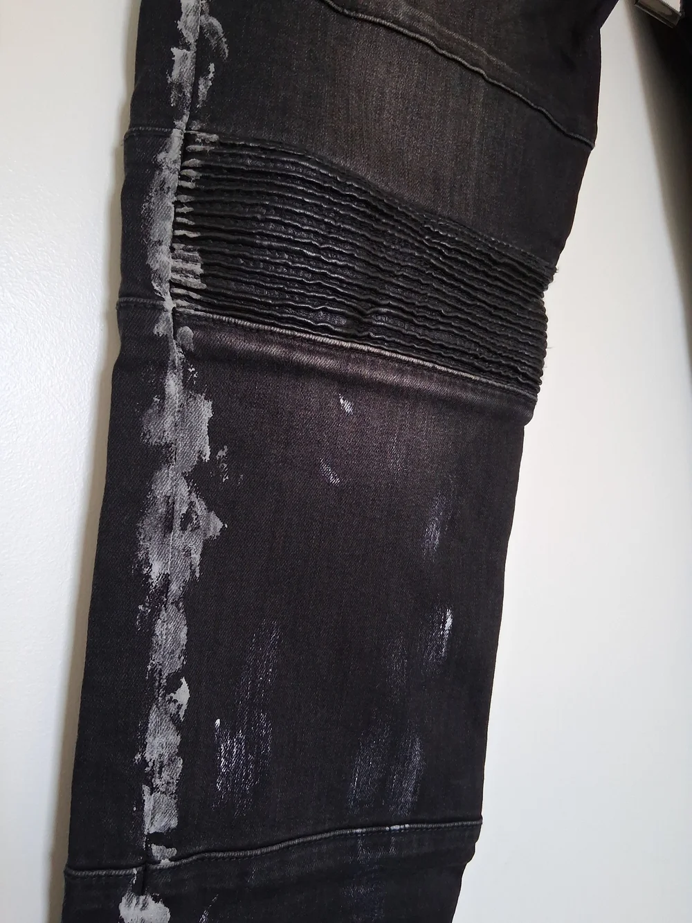 Cult of Individuality Black Distressed Skinny Moto Jeans With 3M!